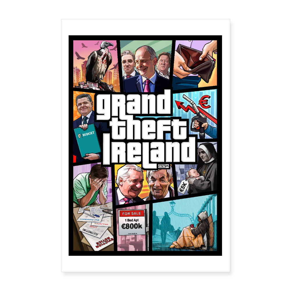 Grand Theft Ireland Poster 16" x 24" (40x60 cm) - white