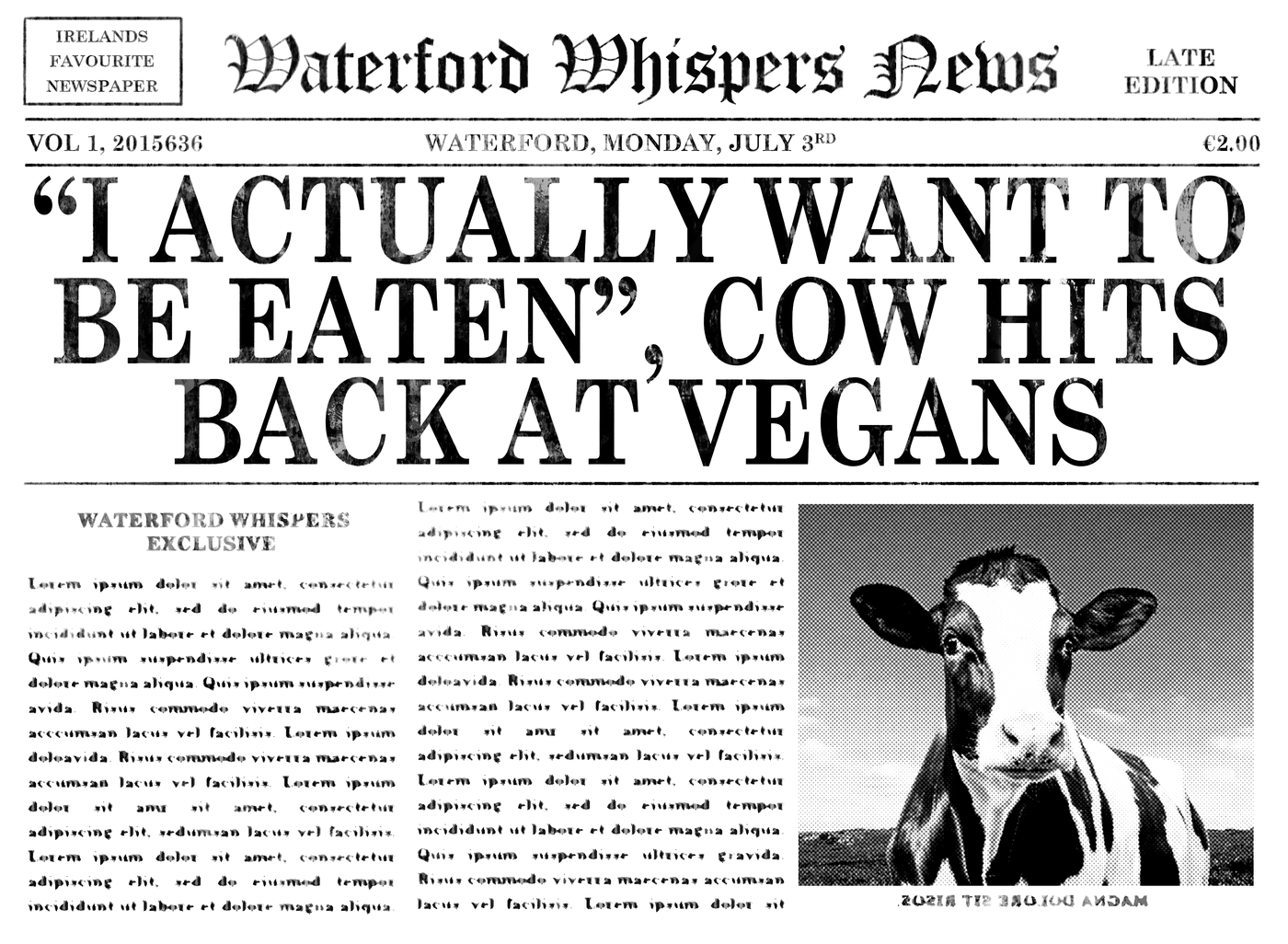 “I Actually Want To Be Eaten”, Local Cow Hits Back At Vegans - Waterford Whispers Mug