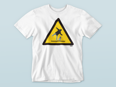 Caution Slippery Surface (RTÉ Man Slips On Ice) - Premium WWN T-shirt